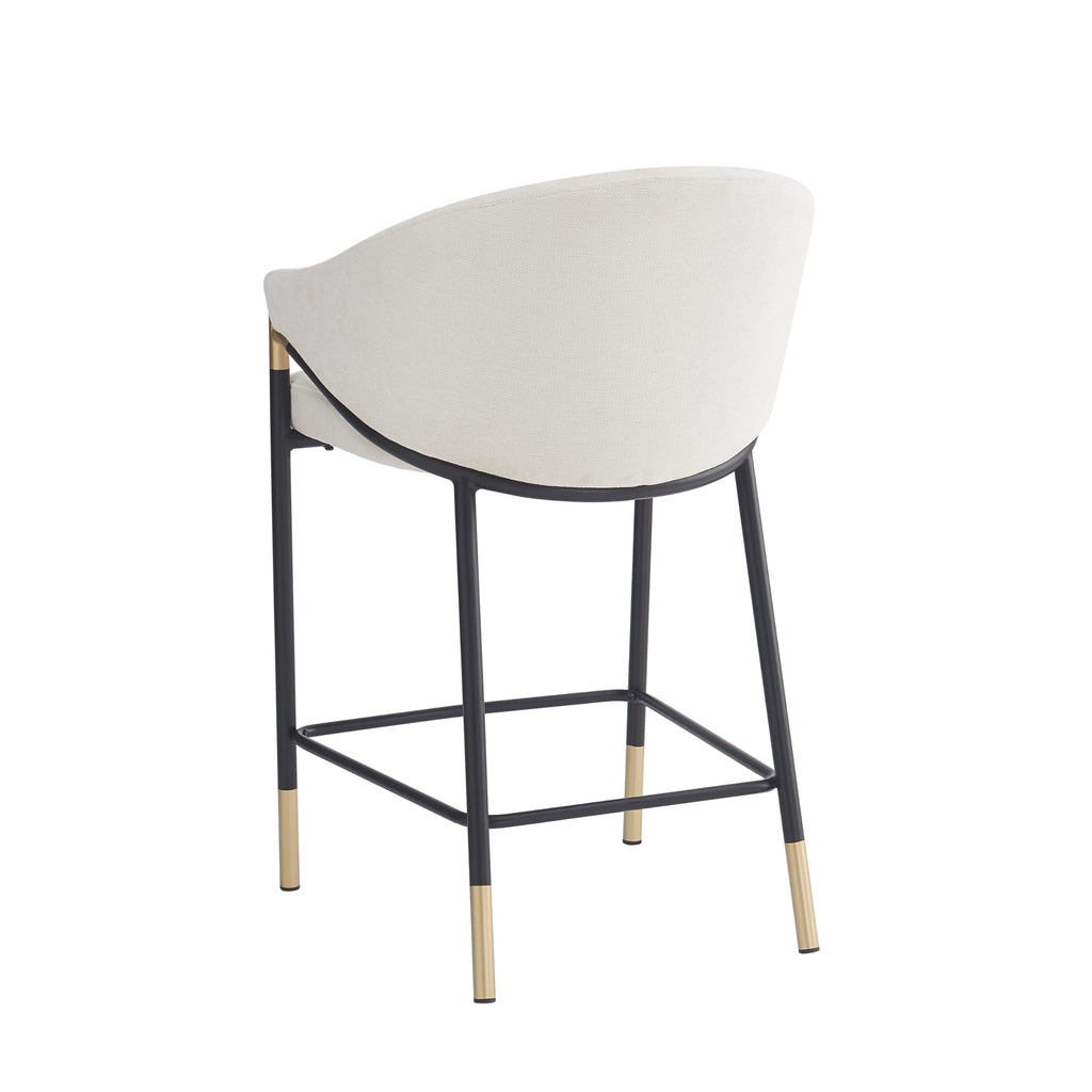 Christopher Knight Home Jymer Modern Counter Stool Set of 2, Kitchen Counter Height Bar Stool, Cocktail Stool with Curved Backrest, Fabric Upholstered Armchair for Home Bar Table, Beige+Gold+Black