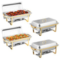 ZephPerton 4 Pack 8QT Chafing Dish Buffet Server, Rectangular Chafing Dish Buffet Set, Stainless Steel Food with Reinforced Frame & Cool-Touch Handle for Party Christmas Family Catering Events