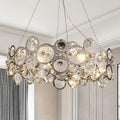 Wndtu Opal Unique Elegance Crystal Chandelier Luxury Round Crystal Modern Stainless Steel Chrome Pendant Ceiling Lights Fixture for Dining Room Living Room Kitchen Island Above Table D22
