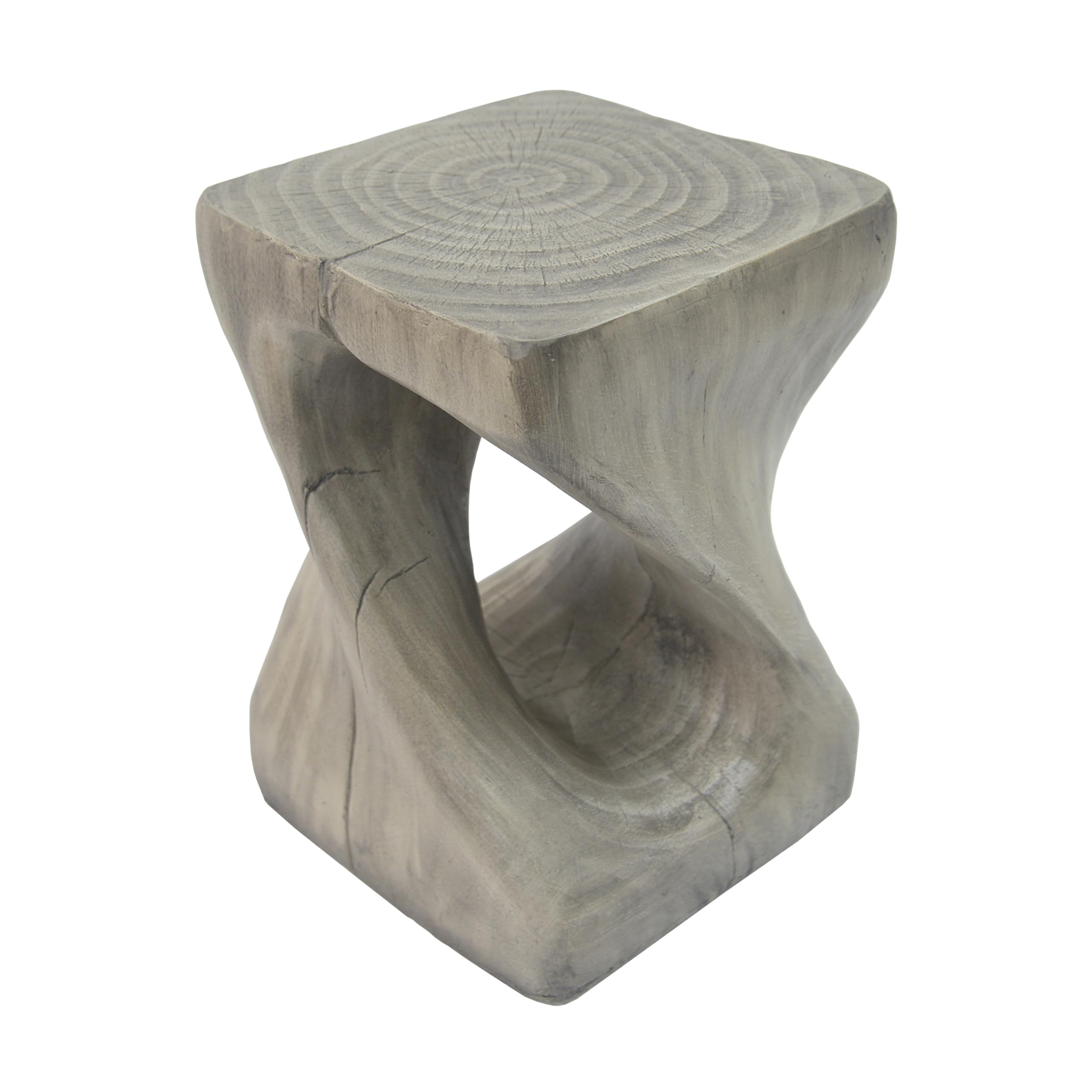 Merax Twist Shape MGO Accent Side Table Set, Unique Modern End Table with Wide Pedestal & Tabletop, Small Drink Tables for Living Room, Bedroom Night Stand Bedside Table, No Assembly Required, Grey