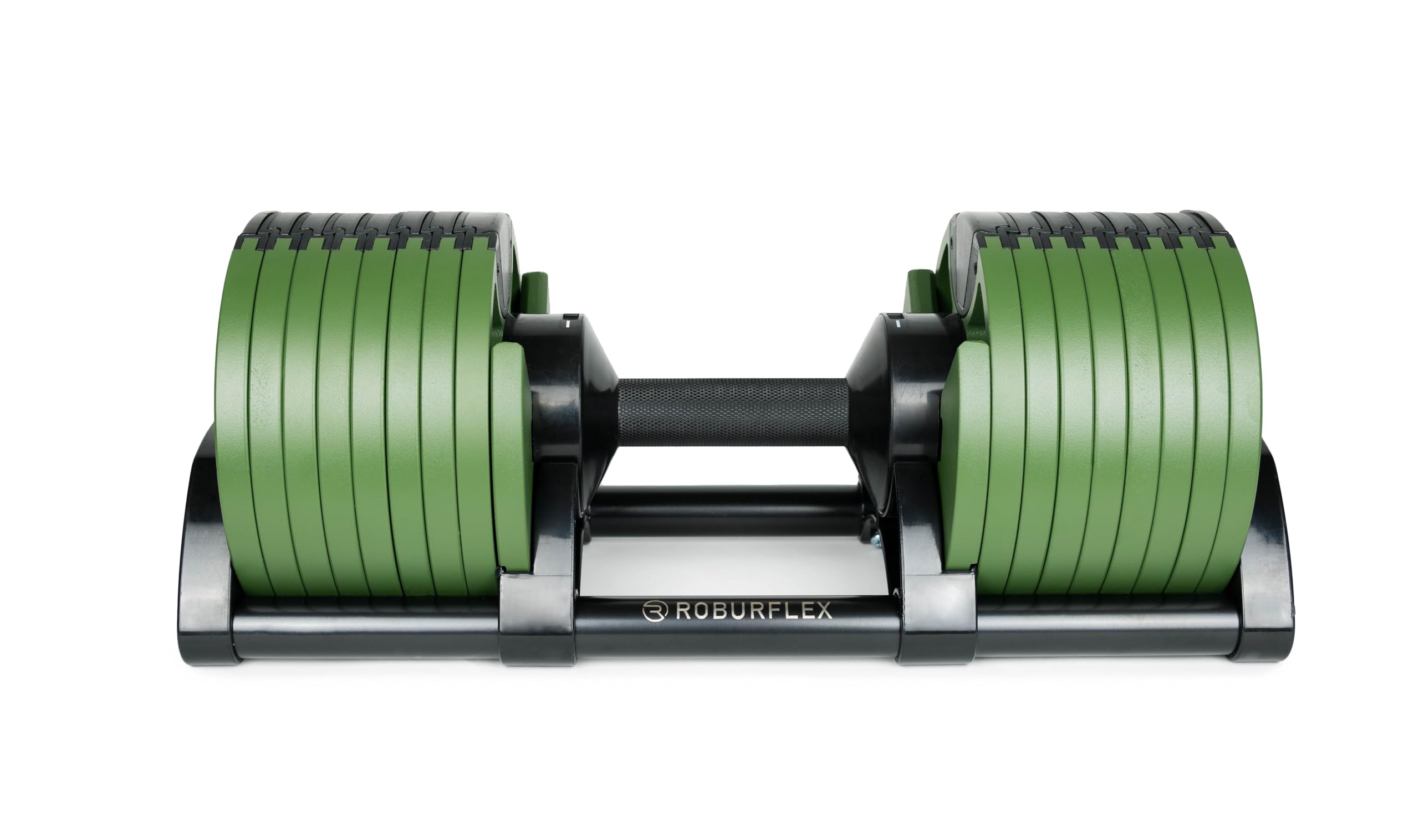 ROBURFLEX Adjustable Dumbbell (Single) 5-40/80lb, 5lb Increments, for Home Gym Fitness - Upto 20 weight settings (GREEN - 80LB)