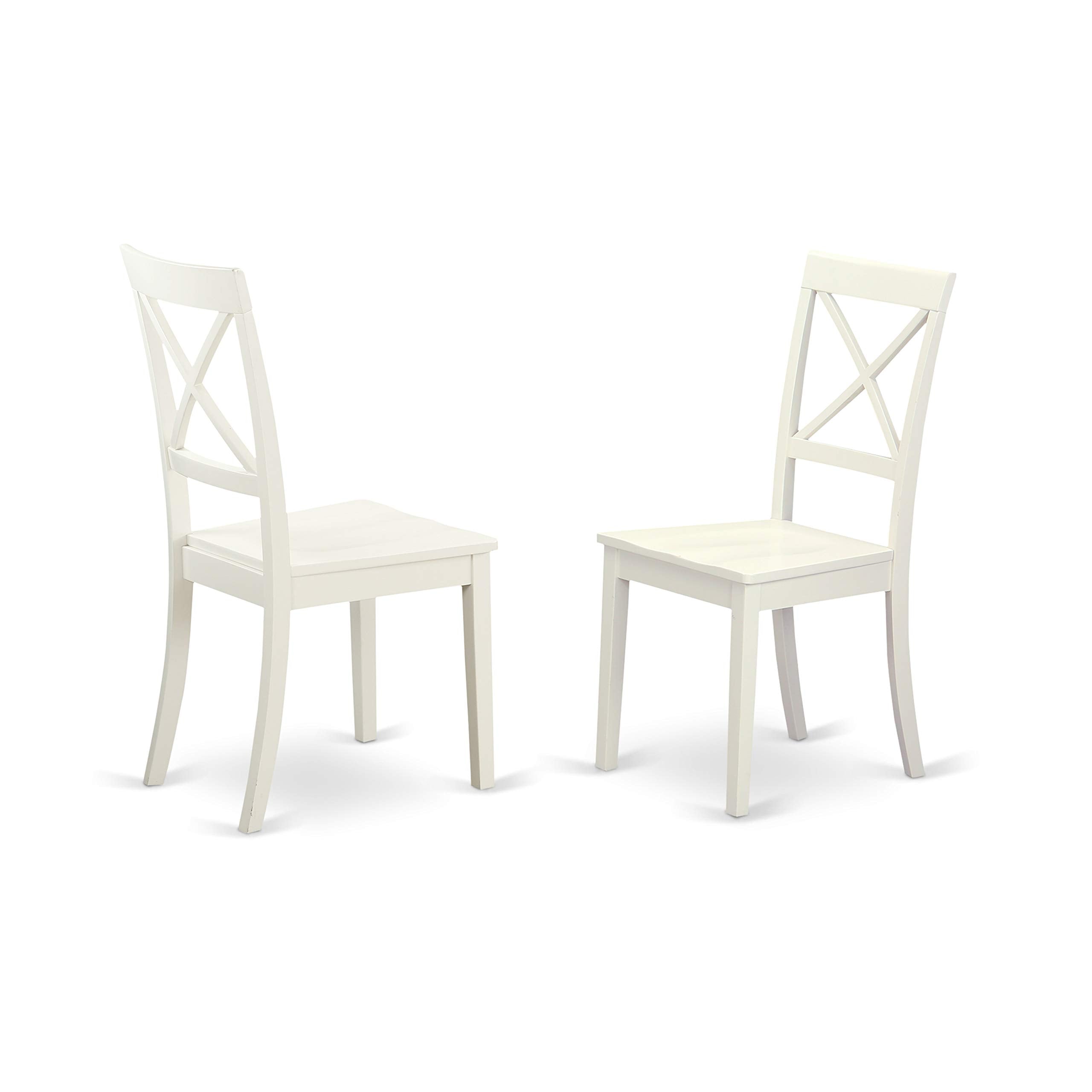 East West Furniture DLBO3-WHI-W 3 Piece Dining Room Table Set Contains a Round Kitchen Table with Dropleaf and 2 Dining Chairs, 42x42 Inch, Linen White