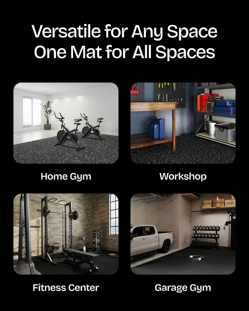 Vivaluz 0.56 Inch Thick 96 Sq Ft Gym Flooring for Home Gym, 24 Tiles Robust Rubber Top with Eva Foam Exercise Equipment Mats, Protective Flooring Puzzle Mat for Fitness Room