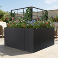 Trygoal 2 PCS Metal Planter Box with Trellis & 1 PCS Planter Box, 35" Lx11.8 Wx47 H Metal Raised Garden Bed with Trellis and Drainage Holes,Outdoor Standing Flower Bed for Climbing Plants,Vines