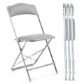 Gold Furnishings Folding Chairs with Padded Seats 4 Pack - Foldable Chair with Heavy-Duty Steel Frame, Elegant Party Bridge Chairs for Outside, Home, Office, Indoor & Outdoor Events - Silver/Grey