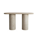 Creative Co-Op Lightweight Eco Stone Rectangle Indoor/Outdoor Table with Travertine Finish, Buff Color