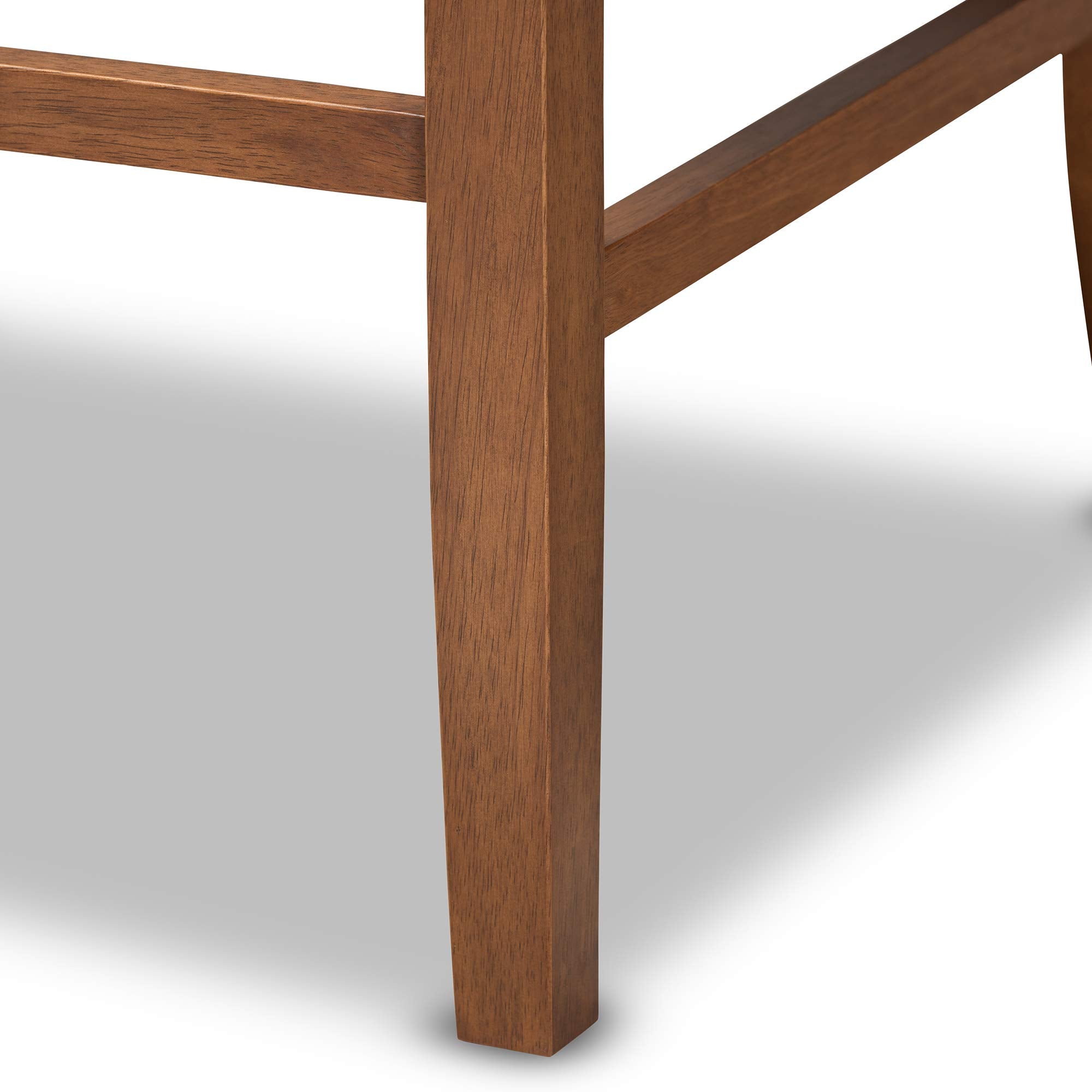 Baxton Studio Alira Modern and Contemporary Grey Fabric Upholstered Walnut Finished Wood Button Tufted Bar Stool Bench