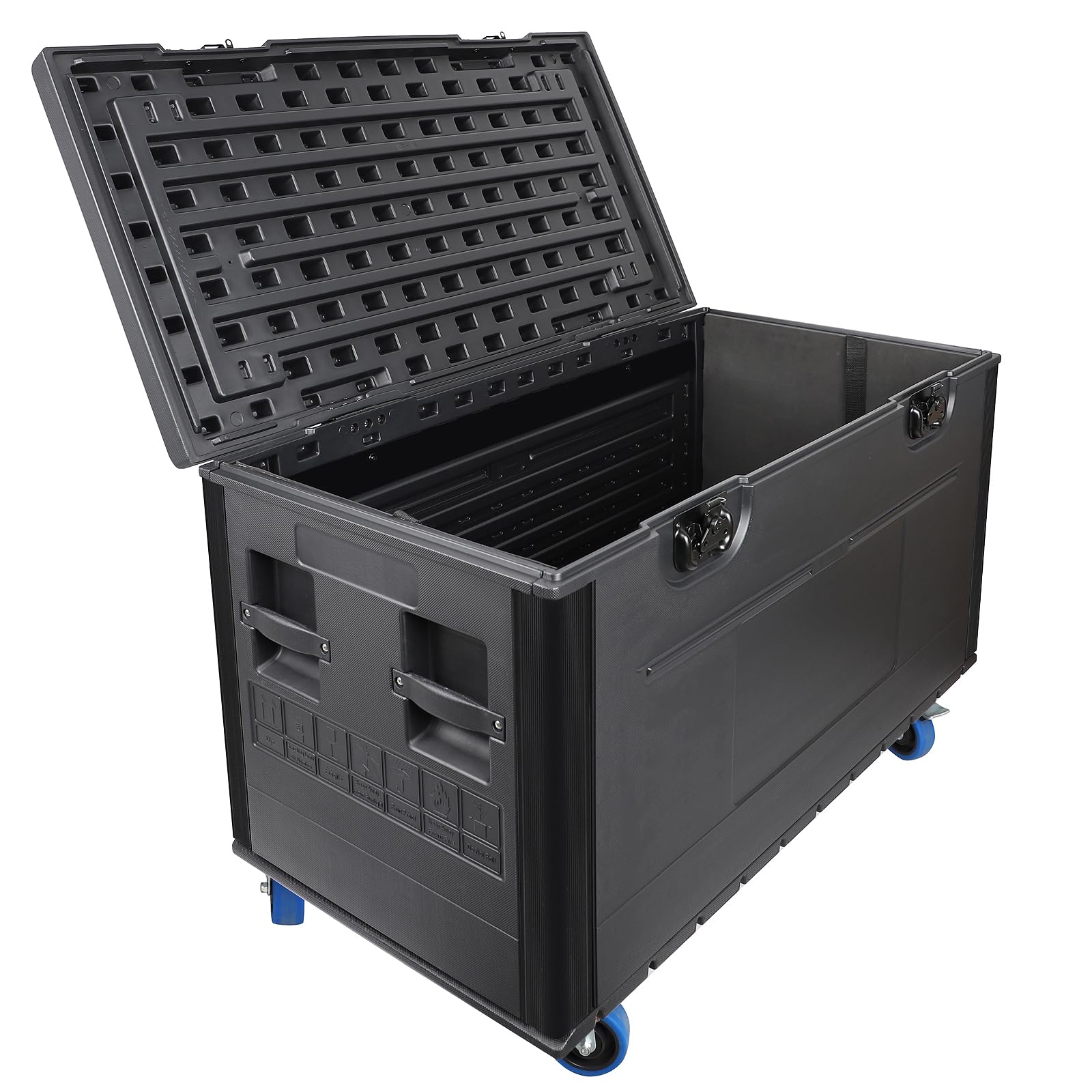 Diandian Utility Cable Trunk Road Case with Wheels, 44" x 22" x 24" Professional Stackable Heavy Duty ATA Rolling Road Case, for Pro Audio & DJ Equipment Storage, Transport for Touring with Casters