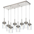 BONLICHT 8 Light Farmhouse Chandelier for Dining Room, Modern Industrial Foyer Linear Pendant Light Traditional Brushed Nickel Kitchen Island Lighting Fixture Hanging Ceiling Lights with Clear Glass
