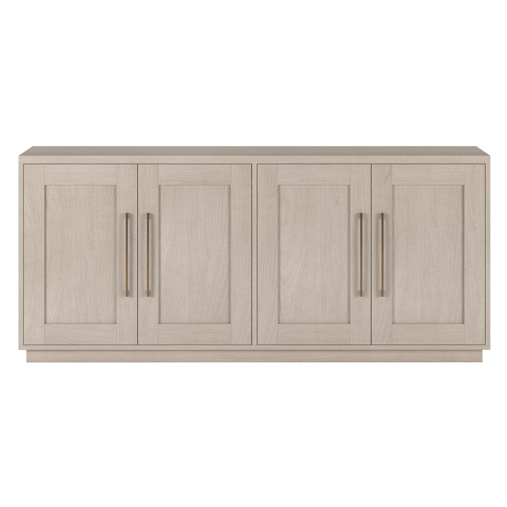 Henn&Hart 68" Sideboard Buffet Cabinet, Modern Credenza with 4 Panel Doors, Adjustable Shelves, and Cable Management Cut-Outs for Dining Room, Kitchen, Living Room or Entryway, Beech White