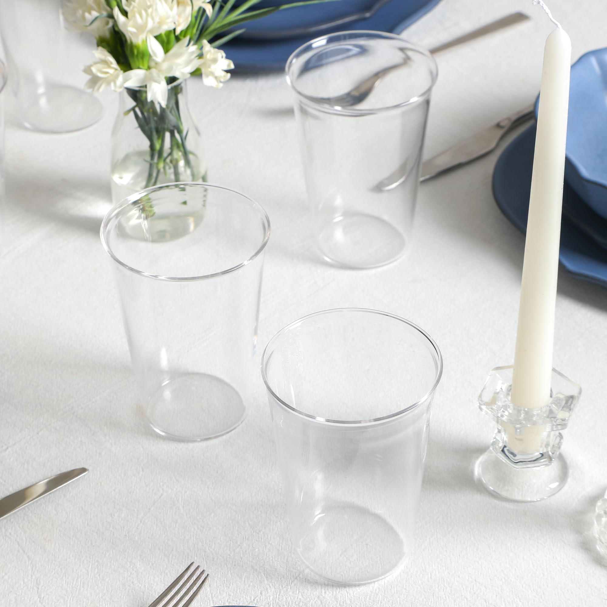 Stone Lain Baskerville 32-Piece Dinnerware Set Stoneware, Borosilicate Glass, Blue