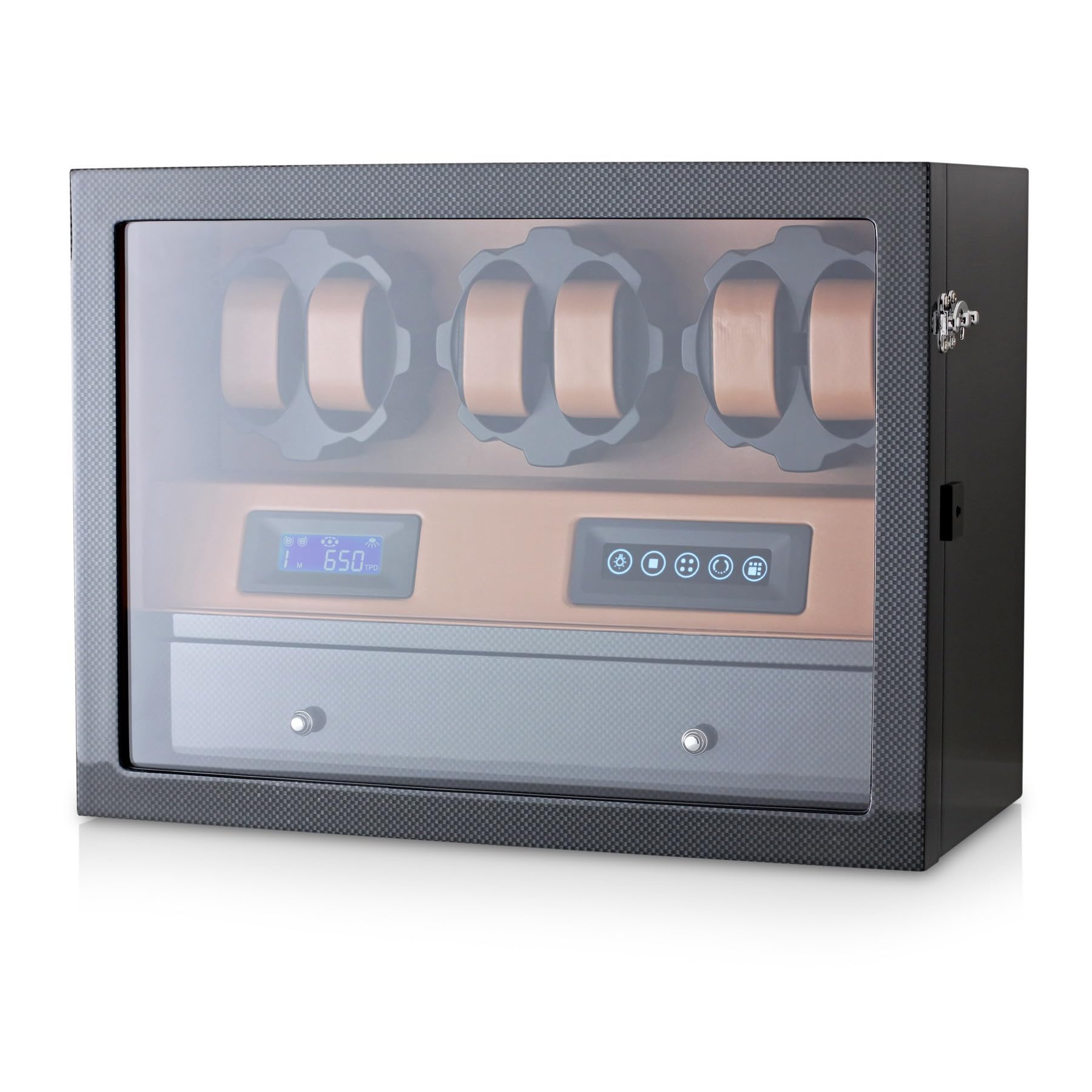 Automatic Watch Winder with 6 Storage Slots, LED Light and Automatic Motor-Stop Option