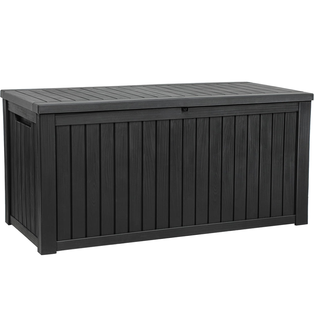 YITAHOME 220 Gallon XL Deck Box Large Outdoor Storage w/Divider for Patio Furniture,Outdoor Cushions, Garden Tools, Sports Equipment and Pool Supplies, Waterproof, Resin, Lockable, Black