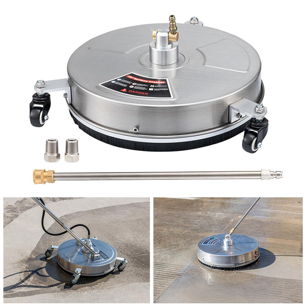 TRELVEX 15" Pressure Washer Surface Cleaner with Wheels Stainless Steel Power Washer Attachments Quick Connector Power Washer Surface Cleaner for Driveways, Sidewalks,Patio Stainless Steel