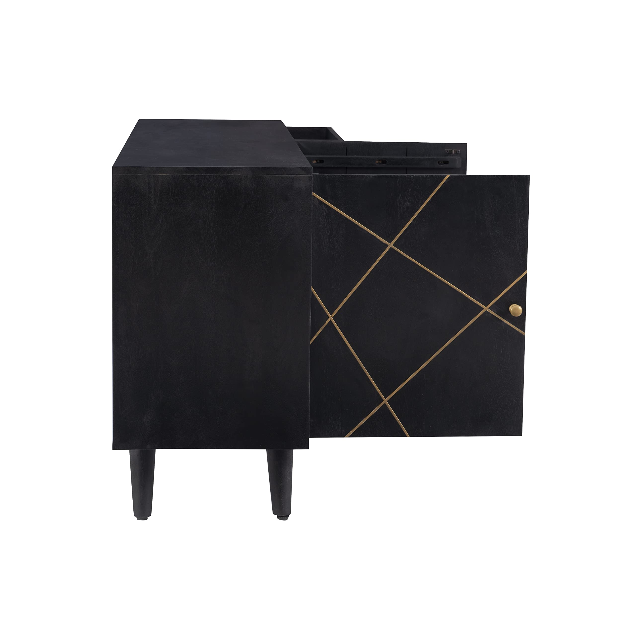 Powell Tate Mango Wood Console with Modern Gold Accents