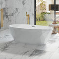 Freestanding Bathtub 59", Diamond Shape Acrylic Tub with Chrome Overflow & Pop-Up Drain, Modern White Soaking Tub for Bathroom