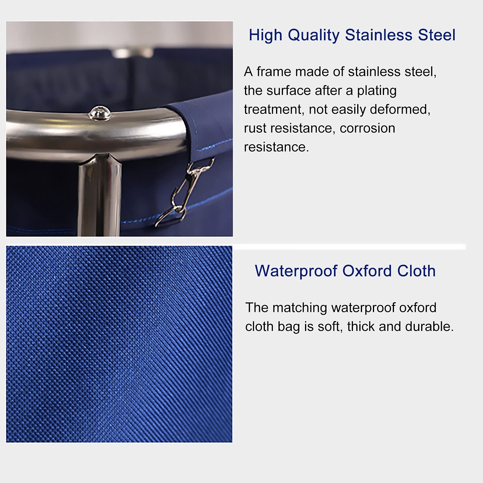 Movable Hotel Linen Cart Laundry Sorter Trolley with Removable Washable Bag Stainless Steel Frames Blue 90X65X80Cm (Blue 90X65X80Cm)