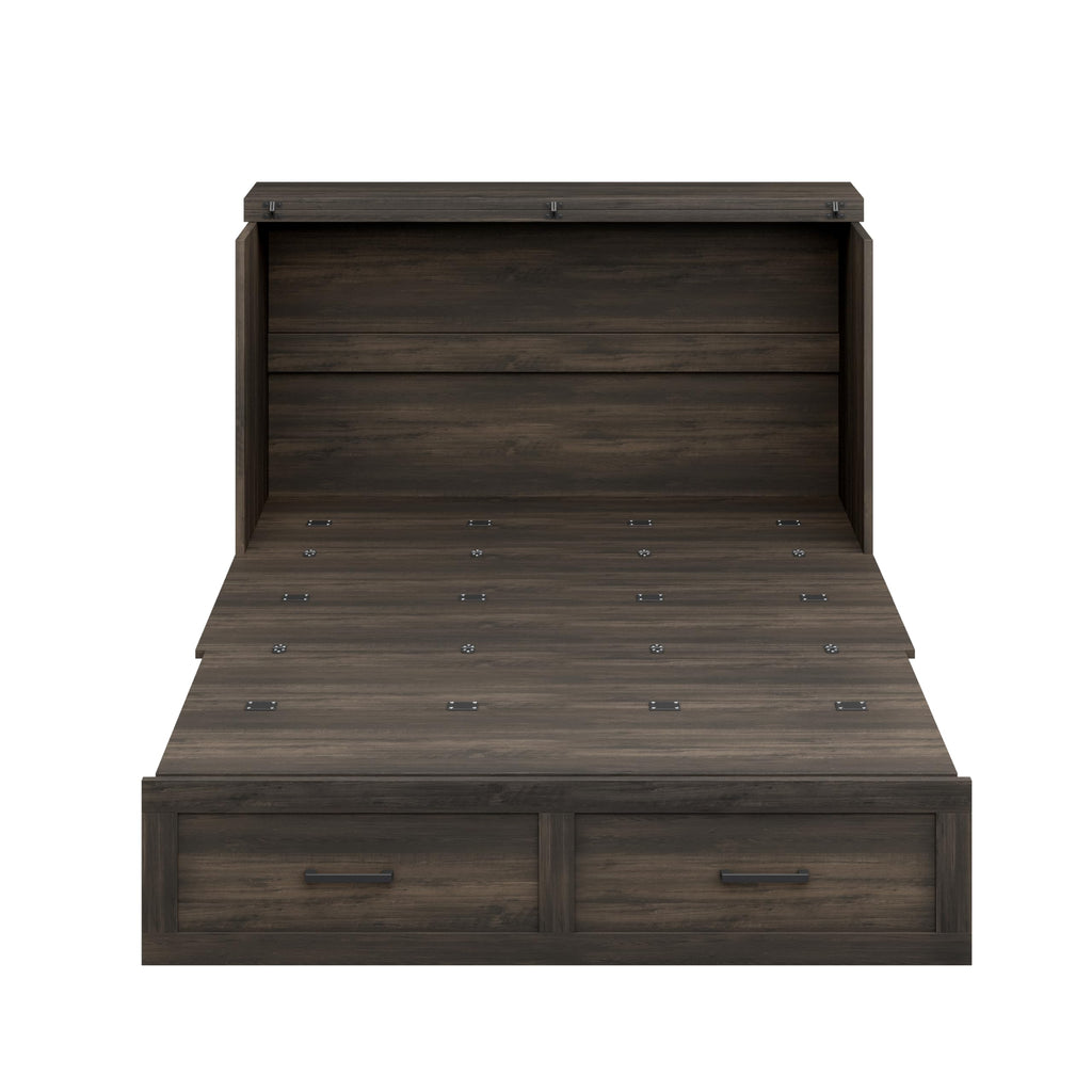 Bellemave Full Size Murphy Bed with Charging Station and Storage, Farmhouse Murphy bedframe with Foldable Panel, Noisy Free, for Guest Bedroom, Living Room, Office, Rustic Gray