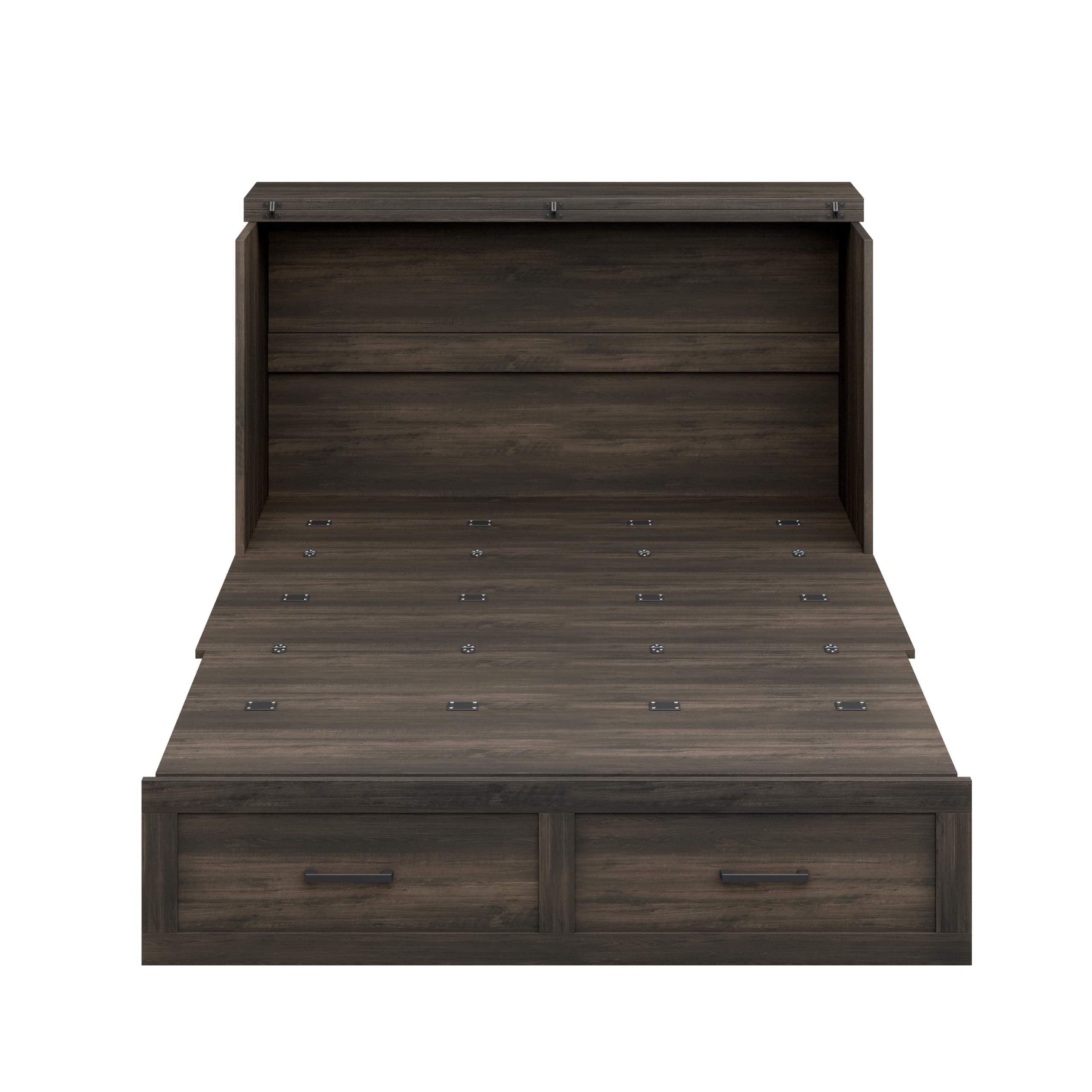 Bellemave Full Size Murphy Bed with Charging Station and Storage, Farmhouse Murphy bedframe with Foldable Panel, Noisy Free, for Guest Bedroom, Living Room, Office, Rustic Gray