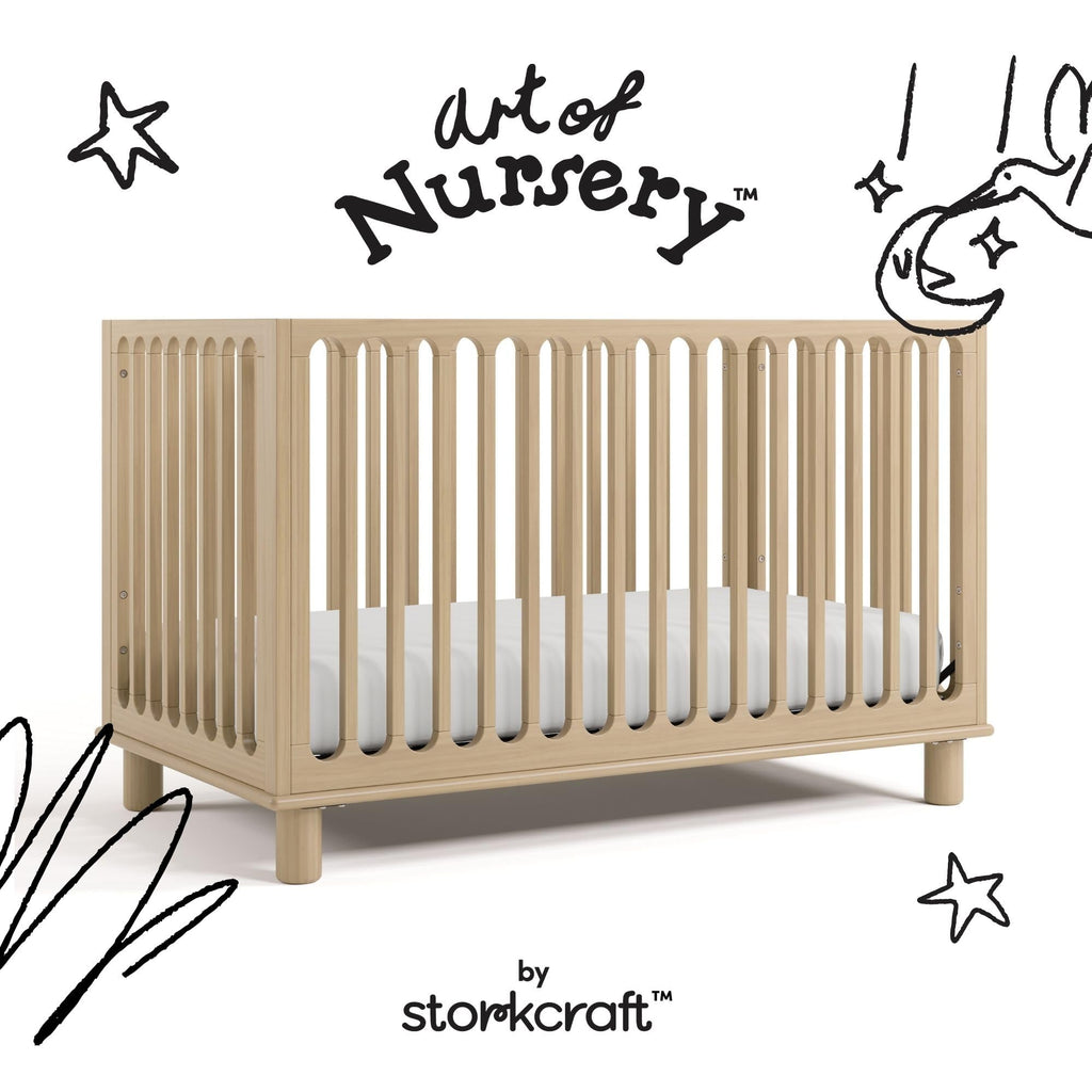 Storkcraft Sicily 3-in-1 Convertible Crib with Toddler Rail Included – GREENGUARD Gold Certified, 100% Solid Wood, Converts to Toddler Bed, Fits Standard Baby Crib Mattress (Driftwood)