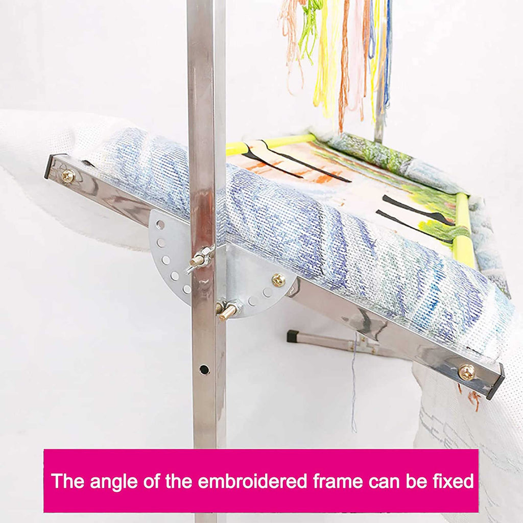 Embroidery Stand, Adjustable Stainless Steel Embroidery Stand for Cross Stitch and Sewing, Ideal Floor Frame and Lap Table for Art and Craft Projects.