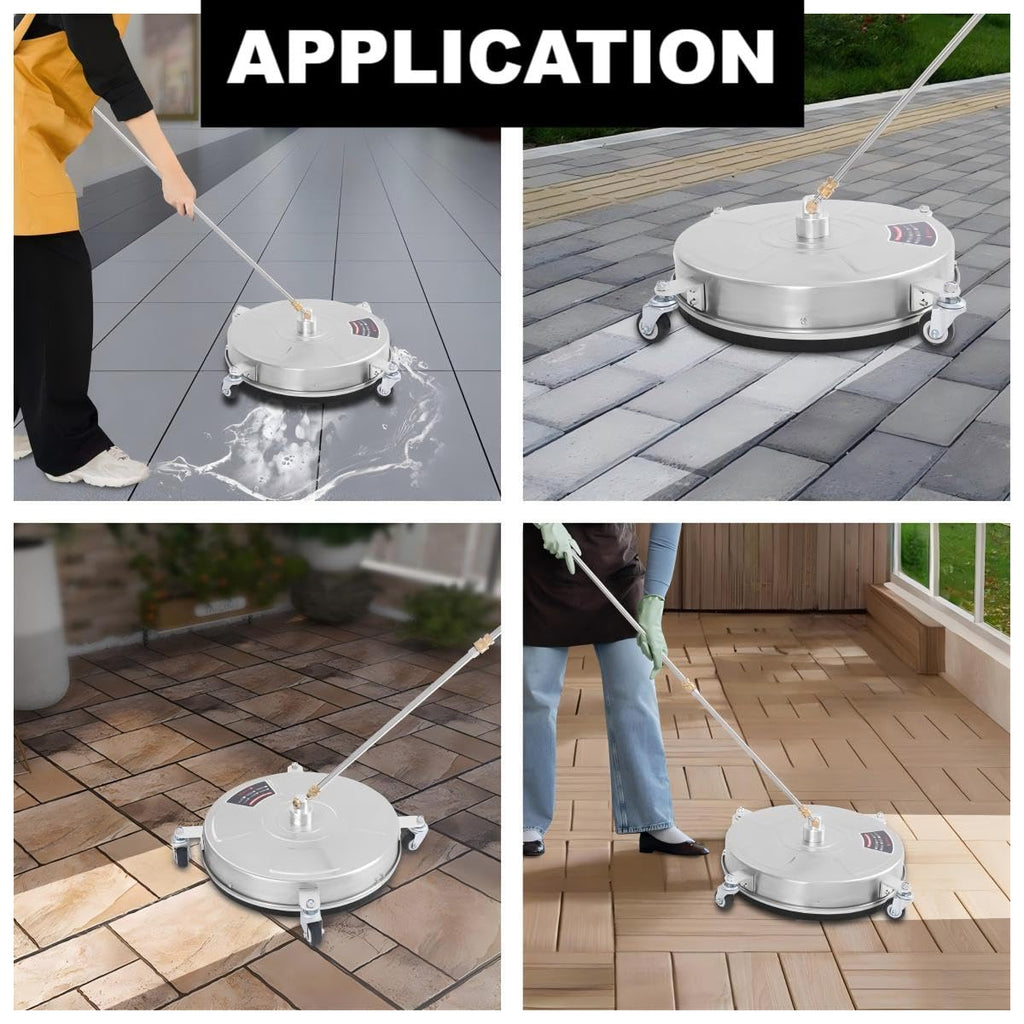 TRELVEX 18" Pressure Washer Surface Cleaner with 4 Wheels, 1/4" Quick Plug, Surface Cleaner for Pressure Washer Attachment for for Concrete, Patio, Sidewalk, Deck and Driveways, 5000 PSI