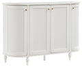 Crosley Furniture Monique Sideboard Traditional Buffet Cabinet with Storage Shelves, Fluted Doors, Distressed White