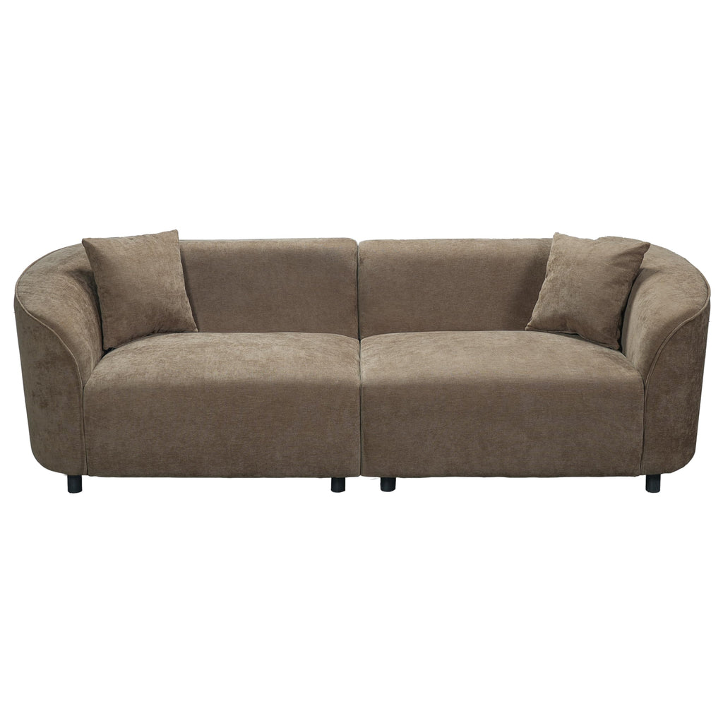 Merax 87" Curved Sofa Comfy Contemporary Upholstered Loveseat with Extra Deep Seats for Living Room Apartment Office, Brown
