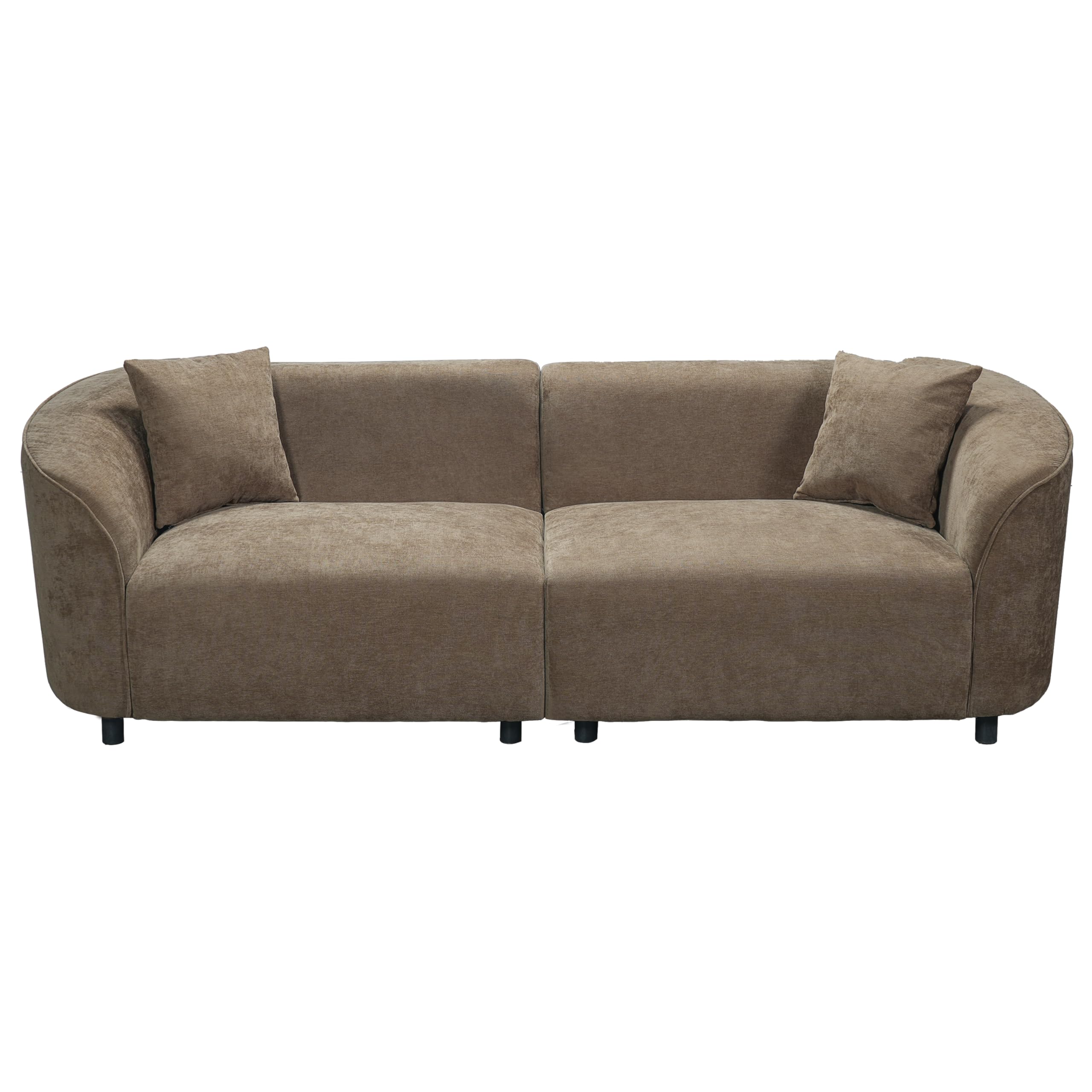 Merax 87" Curved Sofa Comfy Contemporary Upholstered Loveseat with Extra Deep Seats for Living Room Apartment Office, Brown