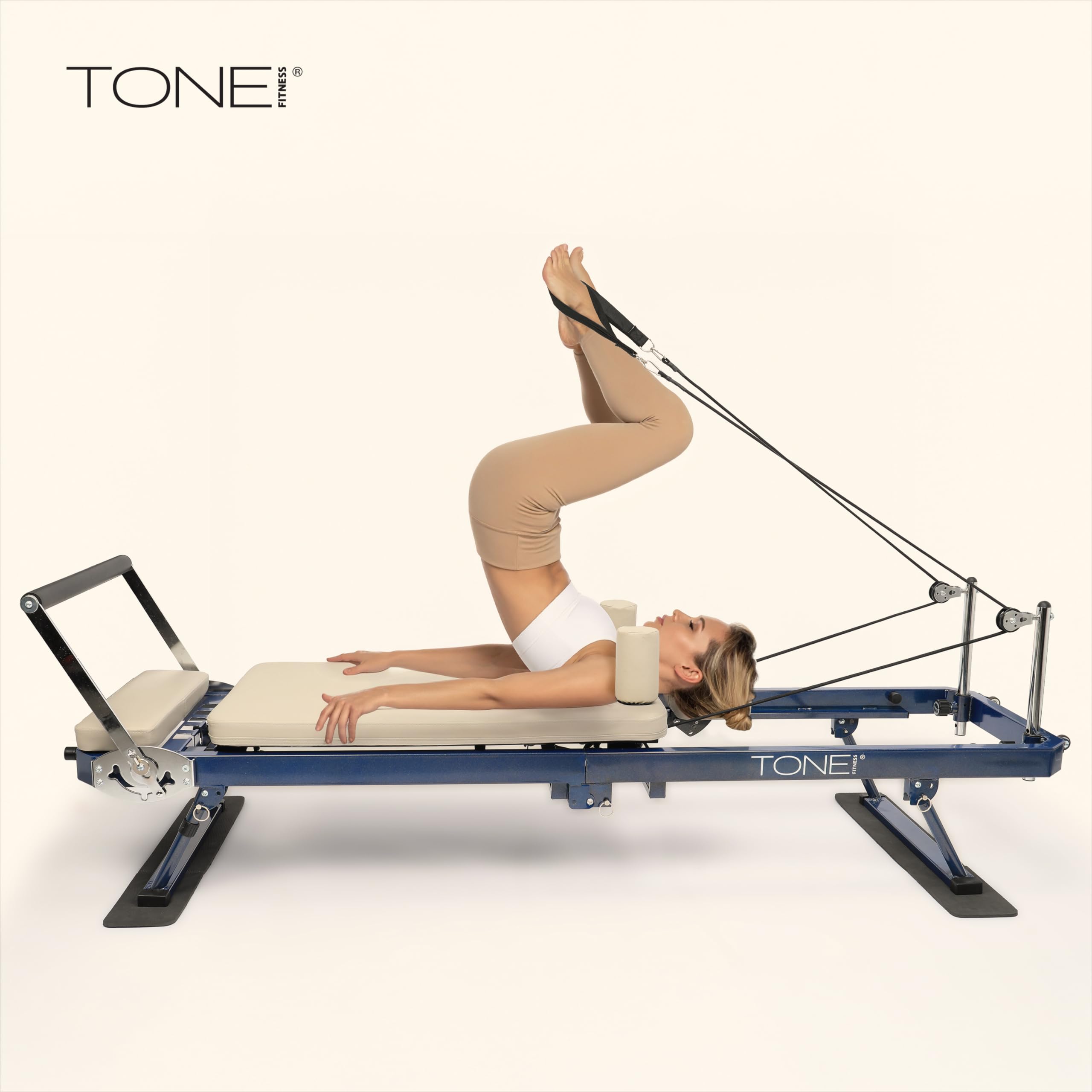 Tone Fitness Foldable Pilates Reformer – Portable Pilates Machine with Adjustable Resistance Bands, Smooth Glide Carriage & Full-Body At-Home Pilates Workout Equipment