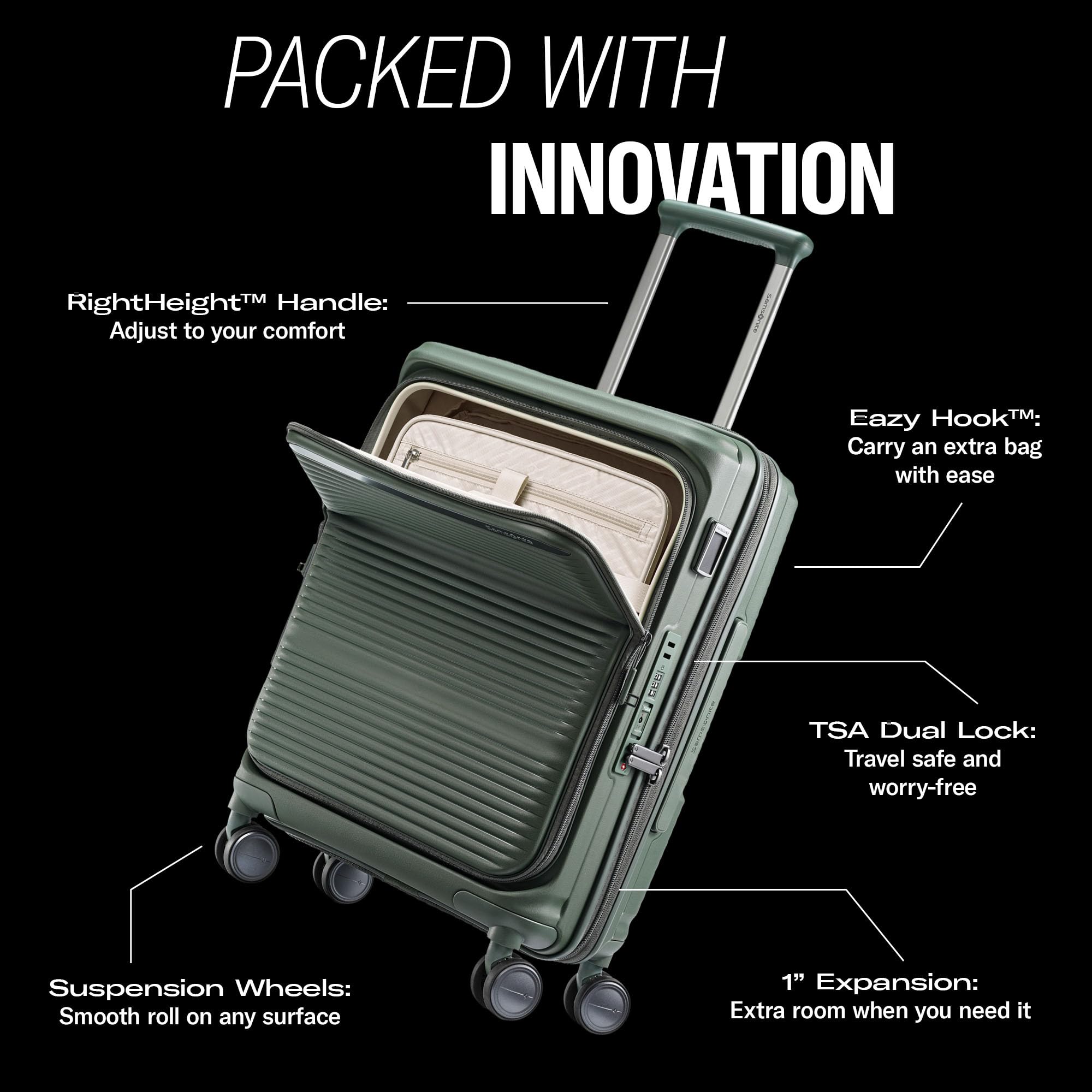 Samsonite Paralux Large Checked Luggage - Innovative Design - Quick Access Front Pocket - Dual Suspension Wheel Technology - TSA Lock - Expandable - Includes Removable Packing Cubes - Midnight Navy