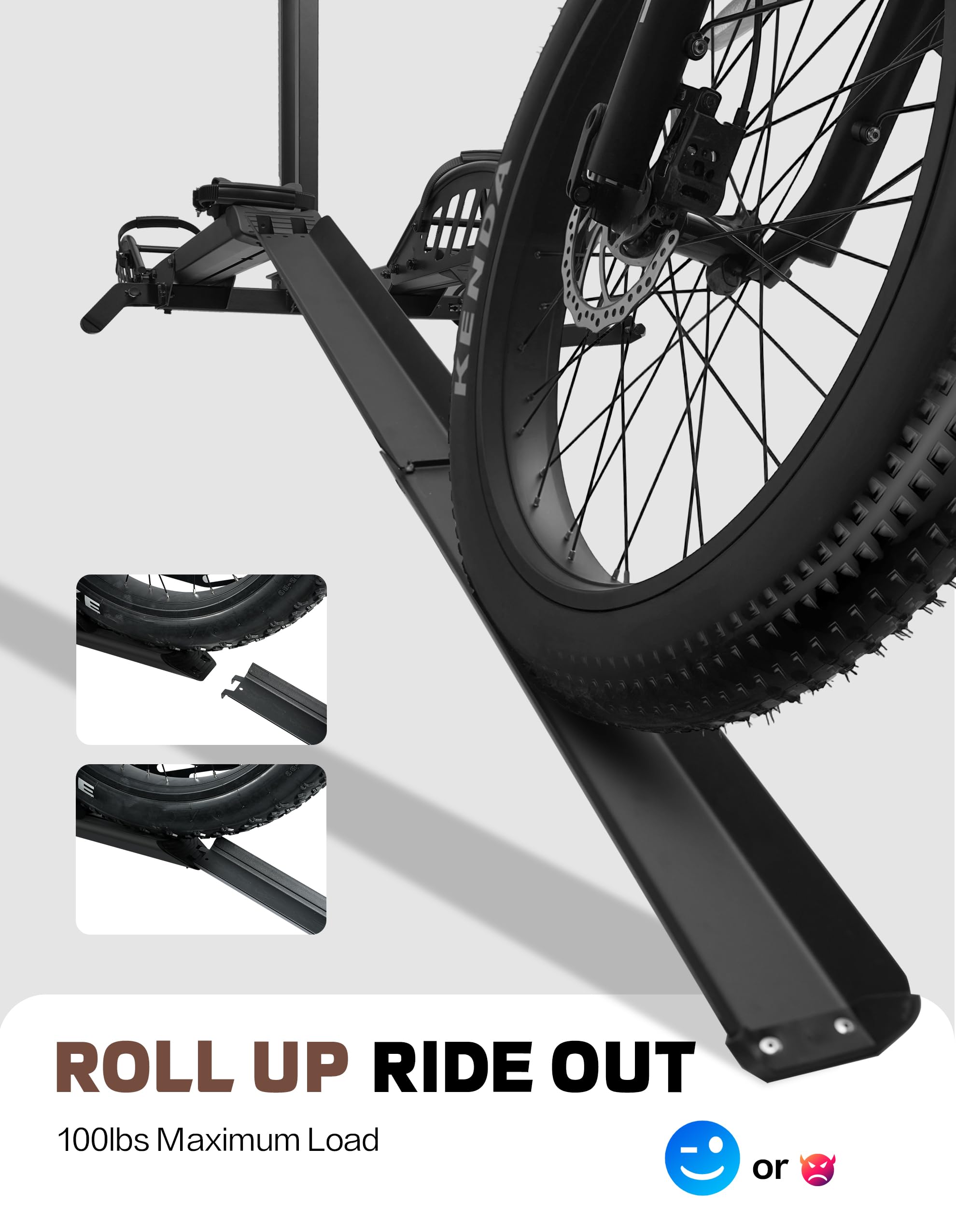 Young Electric E-Bike Rack with Ramp, Hitch 2 Bike Rack, 200 lbs Capacity Electric Bike Carrier, Foldable Platform Mount for Cars, Trucks, SUVs, Minivans, Up to 5-Inch Fat Tire for 2'' Receiver