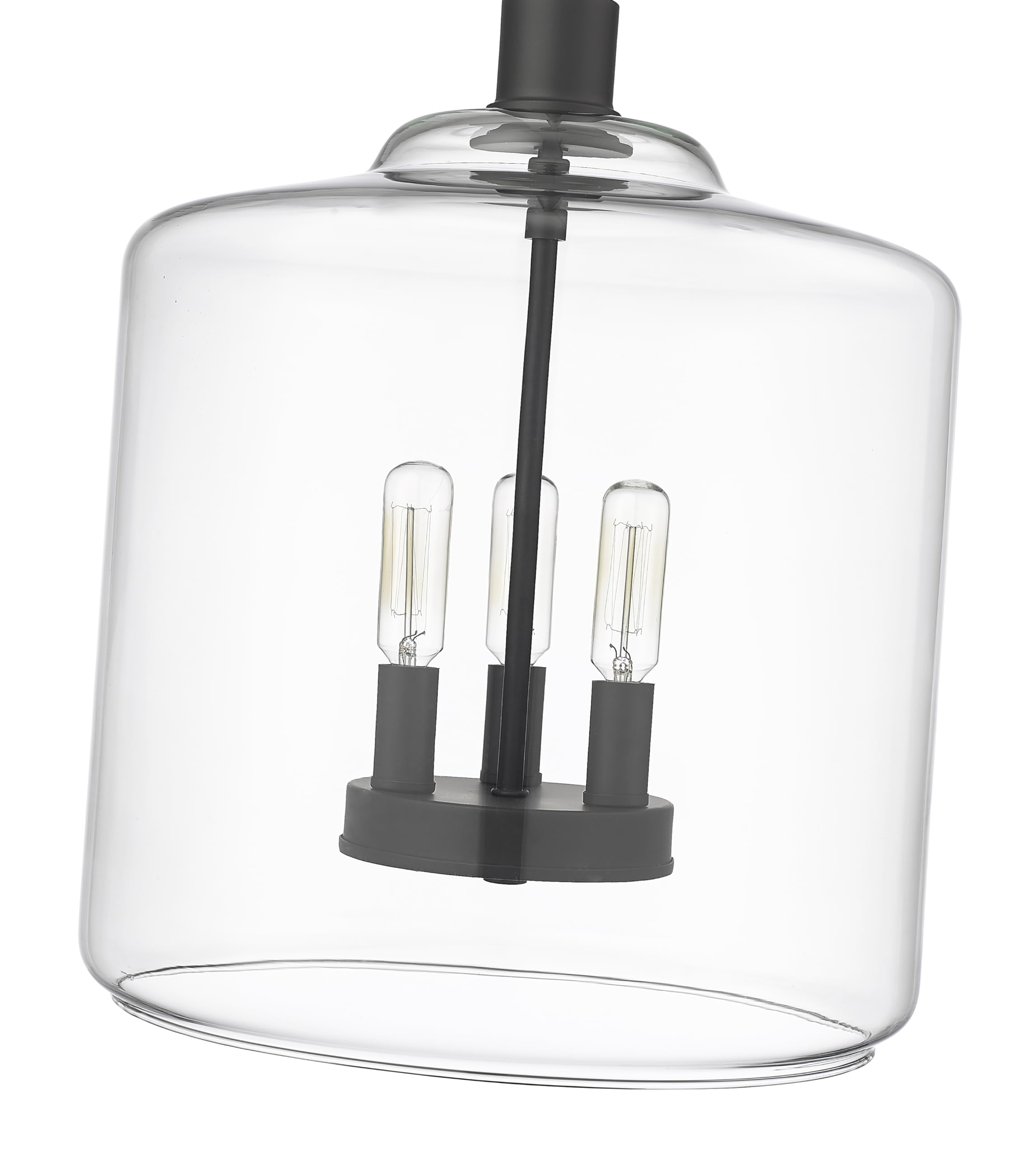 ML Lighting | Asheville Collection | 46933-MB | Metal 3-Light Pendant in Matte Black with Clear Glass Shade | Adjustable 3-Section Stem Design | Modern Design with an Heirloom Quality
