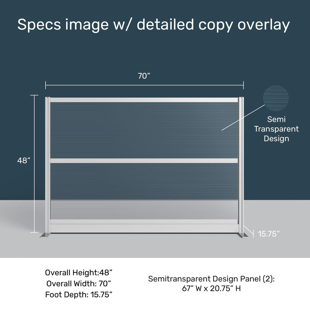 Stand Up Desk Store Aesthetic Modular Room Divider Wall | 70" W x 48" H Office Partition Walls & Cubicle Wall Dividers | Lightweight, Durable, Translucent Partition Wall Divider for Workspaces