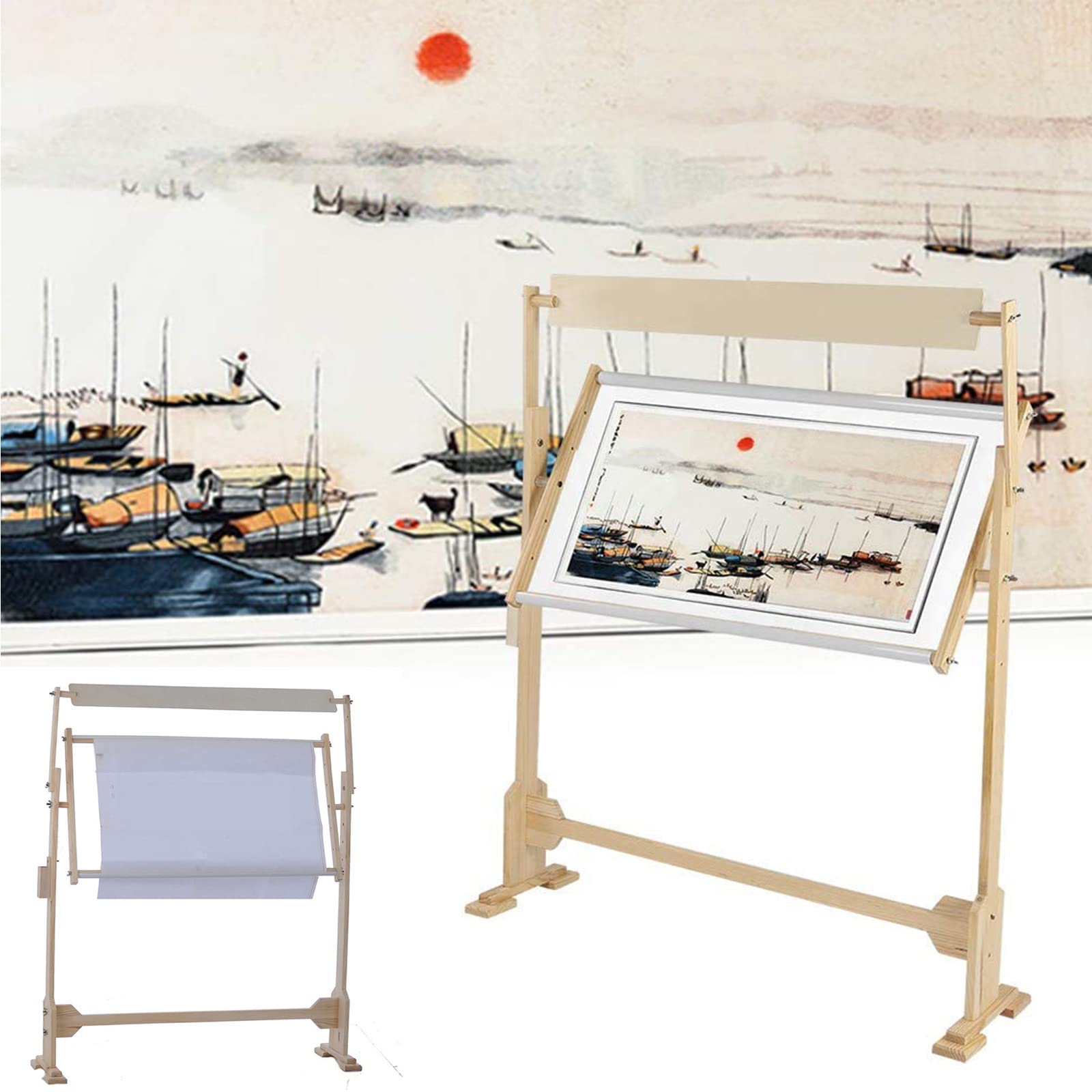 Embroidery Hoops Stand, 360 Degree Adjustable Embroidery Stand,Cross Stitch Frame Stand,Wooden Frame Cross Stitch Floor Stand for Cross Stitch Needlework Art Craft Sewing