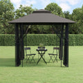 Anthracite Steel Gazebo with Sidewalls, 118.1"x118.1" Outdoor Canopy Tent, Double-Tiered Roof, Patio for Garden Parties Outdoor Structures