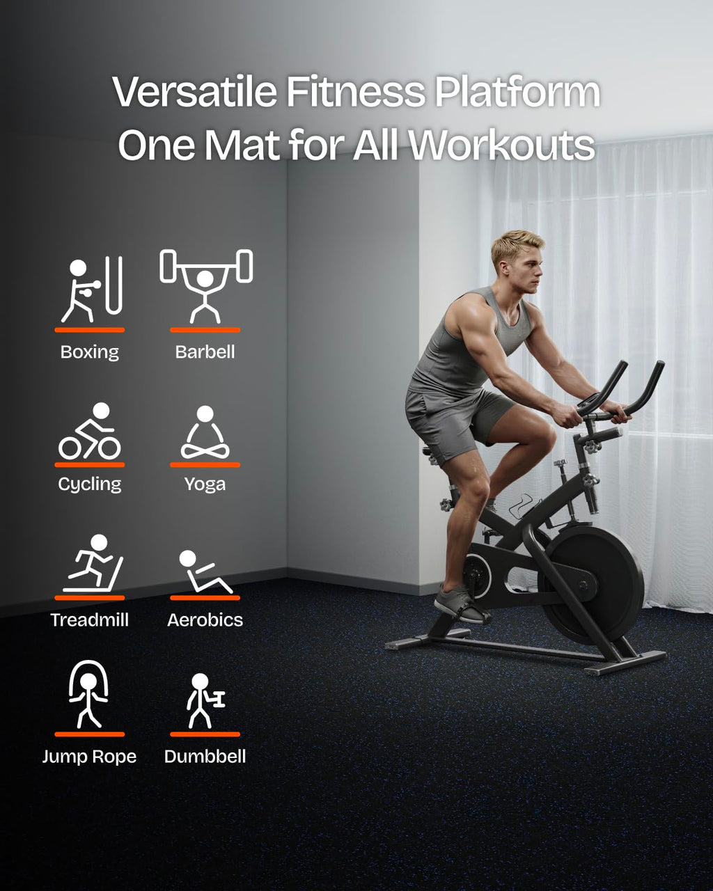 Vivaluz 0.56 Inch Thick 96 Sq Ft Gym Flooring for Home Gym, 24 Tiles Robust Rubber Top with Eva Foam Exercise Equipment Mats, Protective Flooring Puzzle Mat for Fitness Room
