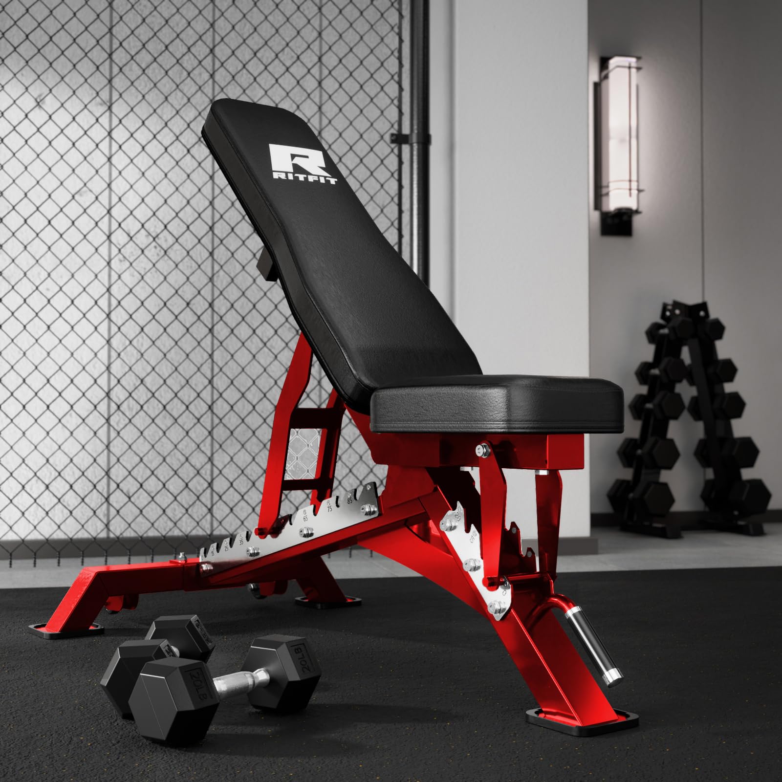 RITFIT Adjustable Weight Bench with Multiple Back Positions for Full Body Workouts, Incline, Decline, and Flat Settings for Home Gym Strength Training, 1300LB Capacity