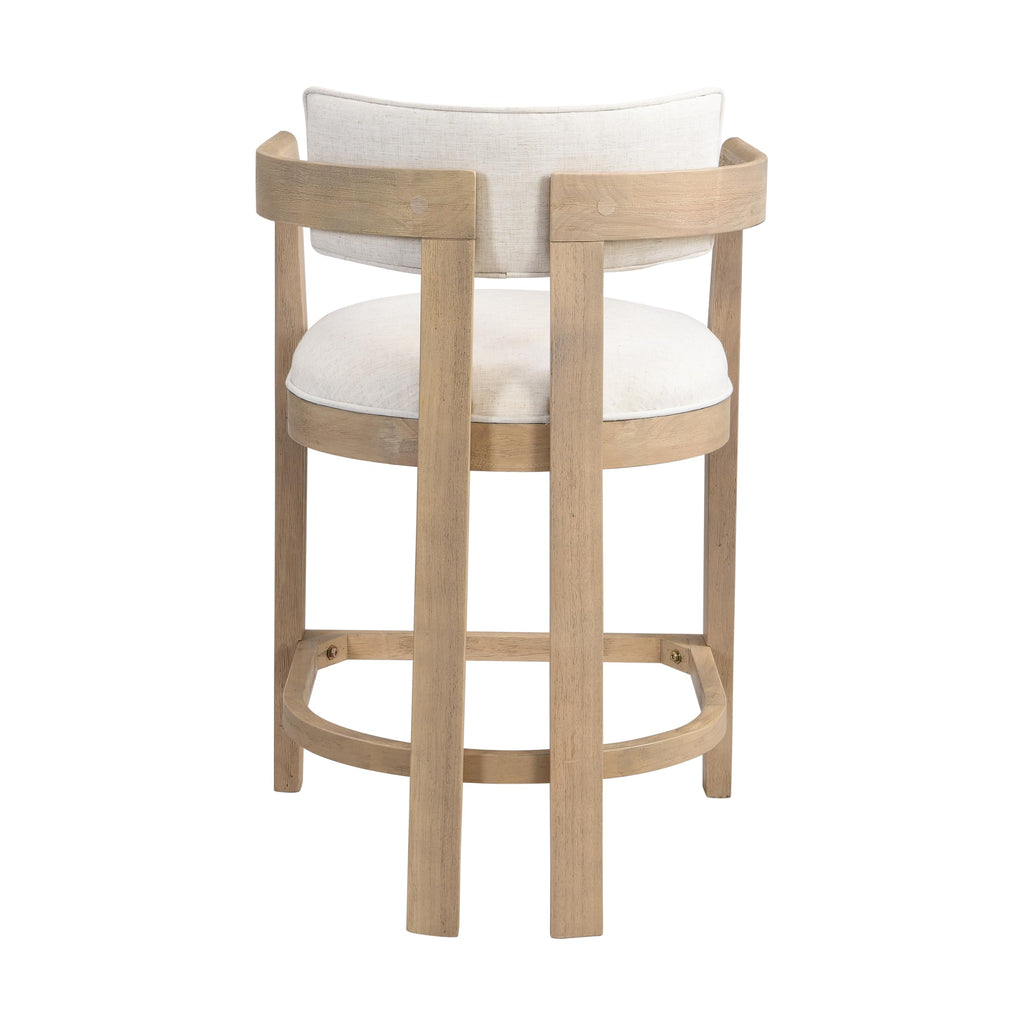 Christopher Knight Home Set of 2 Ryland Modern 26" Counter Height Bar Stools, Fabric Upholstered Counter Stools,Wooden Kitchen Island Armchair with Footrest, Round Backrest, Soft Seating,Beige+Natural