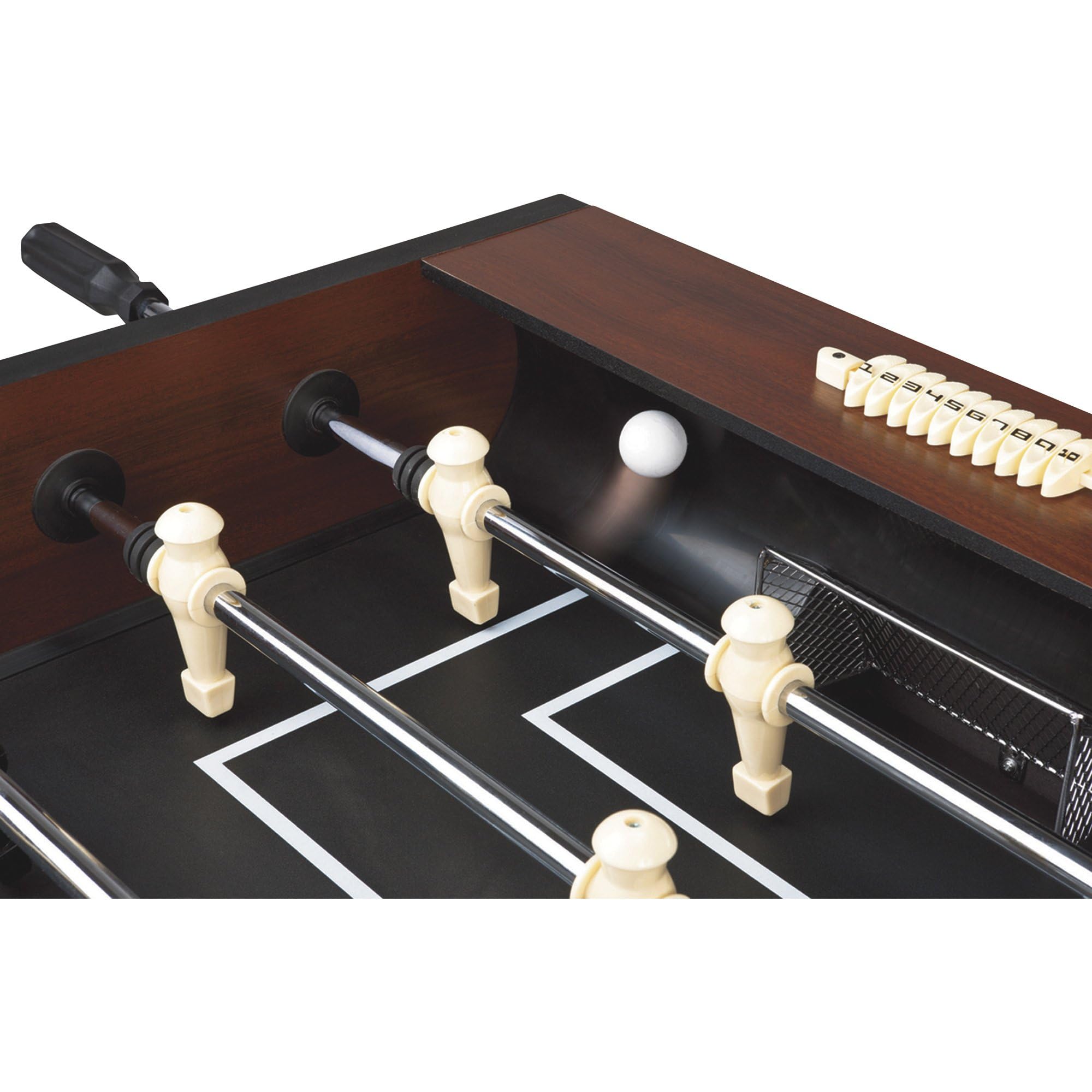 Fat Cat Tirade 4.5 Foot Foosball Table, Soccer Table Game for Adults with Abacus Scoring, Steel Rods, Mahogany Finish, Includes Foosball Balls
