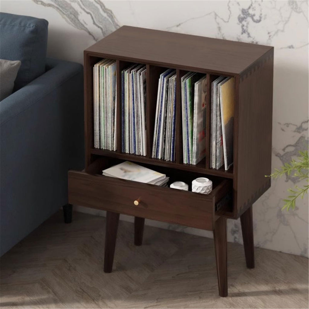 uP9sF2mD DVD Shelf Organizer Vinyl Record Cabinet with Drawers Large Capacity Living Room CD Magazine Storage Rack CD Storage Rack