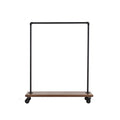 Industrial Pipe Rolling Clothing Rack with Solid Wood Shelf on Wheels by William Robert's Vintage