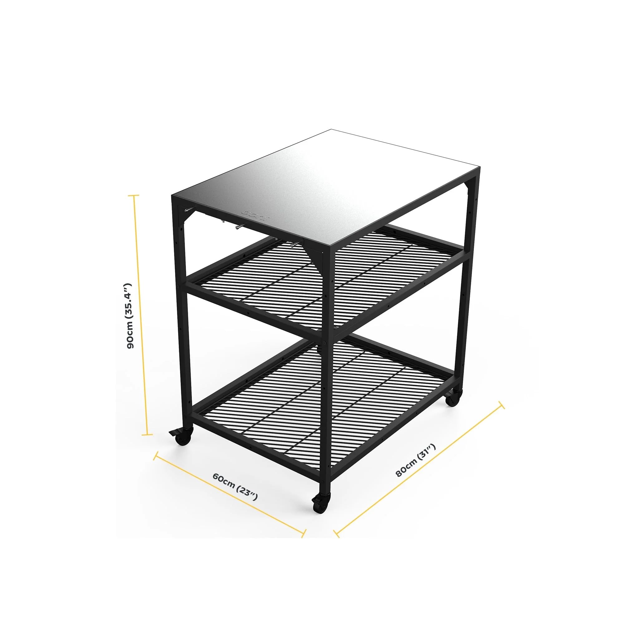ooni Medium Modular Outdoor Table - 31x22x35 Inch Stainless Steel Pizza Oven Stand, Barbecue Cart, Outdoor Pizza Station