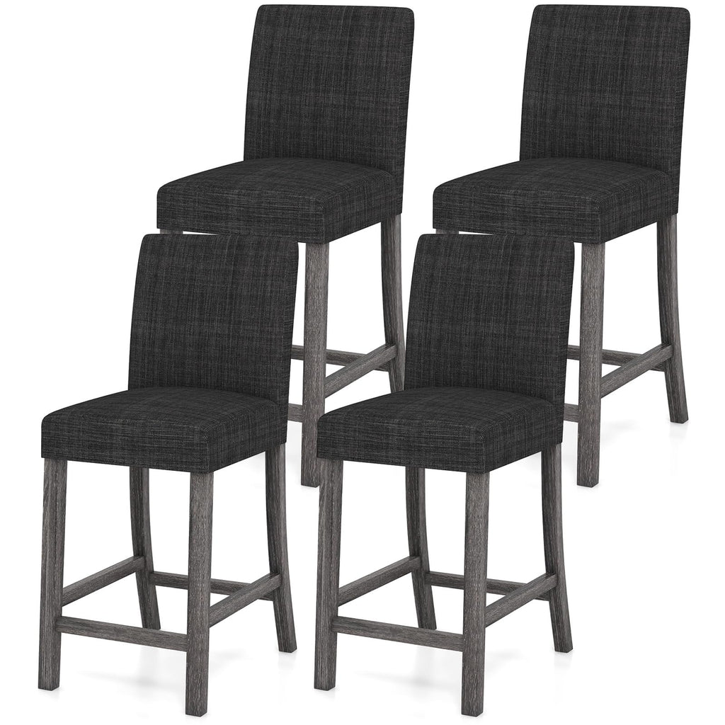 ERGOMASTER Counter Height Bar Stools Set of 4, 24.5'' Fabric Upholstered Barstools Mid Century Modern Island Bar Chairs with Back for Kitchen, Dining Room, Bar, Restaurant, Charcoal Grey