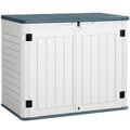 Greesum Outdoor Horizontal Resin Storage Sheds 34 Cu. Ft. Weather Resistant Resin Tool Shed, Extra Large Capacity Weather Resistant Box for Bike, Garbage Cans, Lawnmowe, Without Divider, White
