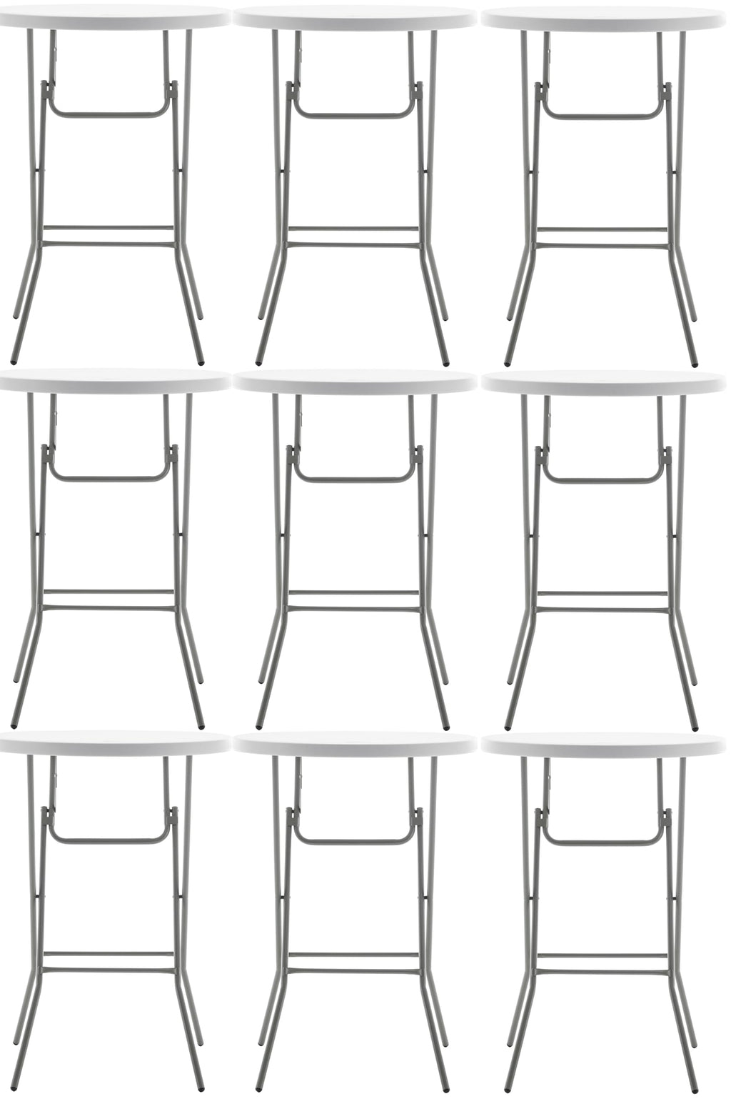 BTEXPERT White 32" Round 43" Bar Height Granite Folding Commercial Portable Banquet Card Plastic Coffee Dining Table for Wedding Party Coffee Event Home Kitchen Indoor Outdoor Set of 10