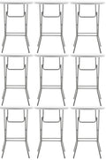 BTEXPERT White 32" Round 43" Bar Height Granite Folding Commercial Portable Banquet Card Plastic Coffee Dining Table for Wedding Party Coffee Event Home Kitchen Indoor Outdoor Set of 10