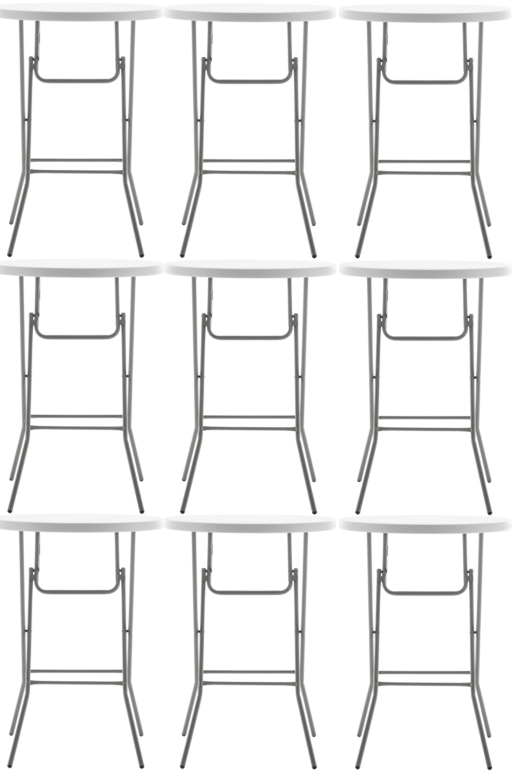 BTEXPERT White 32" Round 43" Bar Height Granite Folding Commercial Portable Banquet Card Plastic Coffee Dining Table for Wedding Party Coffee Event Home Kitchen Indoor Outdoor Set of 10