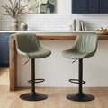 YOUNIKE Bar Stools Set of 2, Faux Leather Padded Bar Stool Counter Height Swivel Bar Chairs, Adjustable Barstools with Back for Kitchen Island, Modern Tall Bar Stools, Olive Green