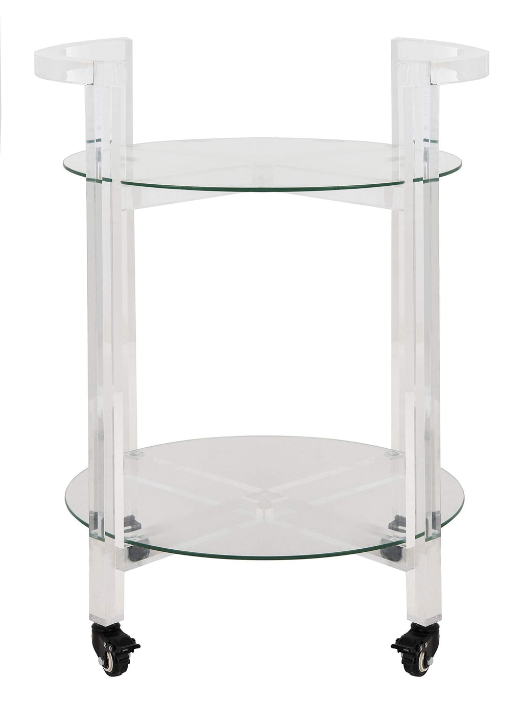 Safavieh Couture Home Jules Glam Clear Acrylic Glass Top 2-tier Bar Cart with Wheels